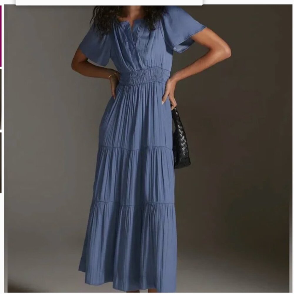 Anthropologie Somerset Satin Maxi Dress, size Small